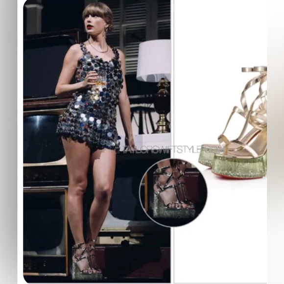 Rare Christian Louboutin Yazefine Platform Metallic Embellished Sandals. Sz37.5 - Picture 4 of 16